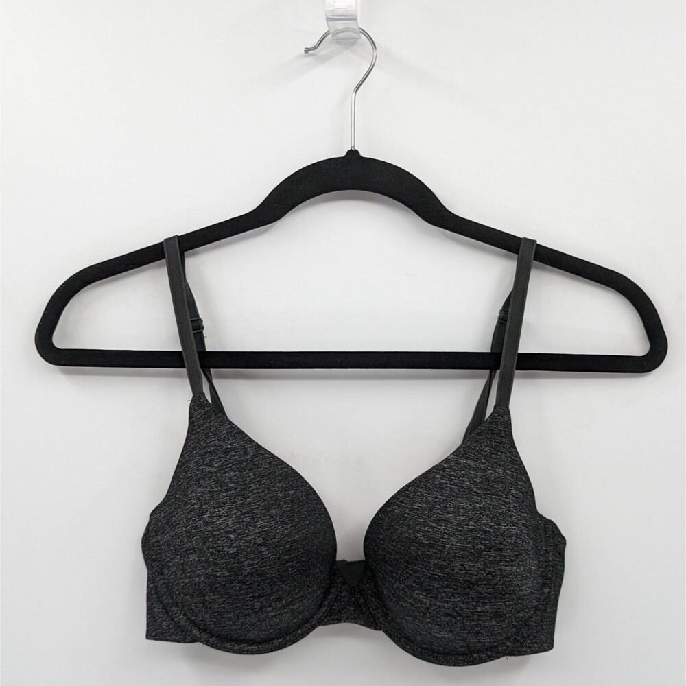Victoria's Secret Bra Women's 34C Black Heather Uplift Semi Demi